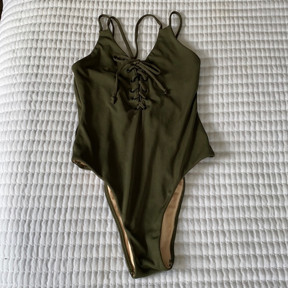 WORN ONCE cute green adjustable swimsuit